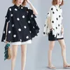 Kvinnors blusar sommarmode plus size gata urban stil chiffong tyg polka dot kortärmad skjorta lös casual lapel trend tops