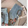 Women's Jeans European and American Heavy Industry Embroidered Flower Summer Thin Pear Shape Blue Loose Fashion Street Trousers 231201