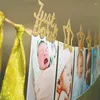 Party Decoration 12 månad född Garland Po Frame Banner Happy Birthday Decorations Kids Baby Boy Girl 1st One Year Supplies