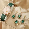 Wristwatches Women's Watch Cute Shooting Star Quartz Sparkling Rhinestone Analog Wrist & 4pcs Jewelry Set Gift For Mom Her