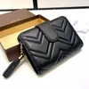 Diseñador Mujeres Amor Bordado Marmont Cartera corta Italia Marca de lujo Piel de oveja Borlas de cuero Monedero Titular de la tarjeta Bolsa Lady 3 Monederos plegables