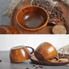 Becher 150 ml Retro Massivholz Kaffeetasse Holz Tee Milch Löffel El Restaurant