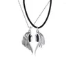 Pendant Necklaces 2 Pieces Angel Demon Wing Link Chain Necklace Magnets Heart Shape Couple Magnetic Lightweight For Lover Dz001