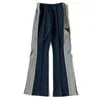 Men Pants Kapital Hirata Japan Style Tricolor Polyester Side Zipper Vertical Stripe Elastic Casual Loose Trousers