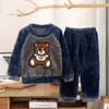 Pigiama Vestiti per bambini Ragazzi Ragazze Pigiama Set Autunno Inverno Addensare Flanella Bambino Bambino Caldo Cartone animato Indumenti da notte 2 pezzi Abito per bambini a casa 231202