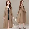 Women's Trench Coats Fashion Windbreaker Spring Autumn 2023 Long Slim Overcoat Casual Sleeve Pure Colour Coat Female
