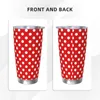 Tumblers Red Polka Dot Tumbler Vakuumisolerad söt termisk kopp kolv bilmugg kall dryck 20oz