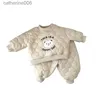 Giyim setleri kış bebek kıyafetleri seti 2 adet Kore tarzı çizgi film ayı Peluş kalın erkek bebek kızlar giyim uzun kollu pamuklu gündelik kostümel231202