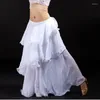 Stage Wear Ladies Chiffon Belly Dance Cake Skirt Large Swing Spiral Adult Dress Fashion Elegant Orental Performance Skrit