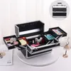 Cosmetic Bags Cases Large Aluminium Makeup Storage Box Portable Cosmetic Organizer Jewelry Box Women Organizer Cosmetics Makeup Boxes Bag Suitcase 231202