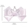 Saç Aksesuarları Stereo Bow Barrettes Çocuklar İçin Kız Klip Prenses Knot Rhinestone Taç İpek Yaylar Kenar giysiler