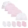 Unisex baby Hatsgloves Cotton Baby Accessories Födda Baby Boys Girls Set Cute Headwear Nightcap Sleep 231221