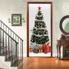 Décorations de Noël 2pcs / Set 3D Arbre décoratif réfrigérateur porte autocollant imperméable auto-adhésif papier peint sticker mural décor à la maison