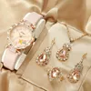 Wristwatches Women's Watch Cute Shooting Star Quartz Sparkling Rhinestone Analog Wrist & 4pcs Jewelry Set Gift For Mom Her