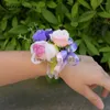 Wedding Flowers 3pcs Romantic Artificial Hand Rosette Wrist Corsage 2023 Bridesmaid Bracelet Party Prom Accessories