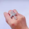 Прямая поставка, однотонное кольцо Sier в стиле хип-хоп Vvs с муассанитом Iced Out Ankh Cross