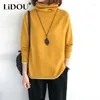 Women's T Shirts 2023 Autumn Winter Solid Color Fashion Turtleneck Long Sleeve T-Shirts Women Casual Loose Warm Comfortable All-match