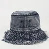 Breda randhattar hink hattar tvättade denim hink hatt kvinnor fiskare hatt cool unisex bob caps hip hop gorros män panama vindtät hink hatt 231201