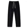 Men's Pants Vintage Loose Straight Trousers Cotton Casual Elastic Waist Solid Color Draped Sports Sweatpants For Men Baggy