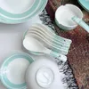 Ensembles de vaisselle design Ensemble d'ustensiles de cuisine 28 pièces Coffret cadeau 43% os de bœuf Chine Vaisselle cuite au pneu blanc Vaisselle à motif géométrique Coffret cadeau