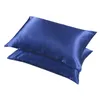 Цвет подушки Ding Наволочка 20 40 дюймов Темно-синие наволочки King из искусственного шелка Стандартный атлас