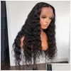 Gratis frakt för nya modeföremål i lager spetsar Löst Curl Densitet x Front Human Hair Frontal Wig Brazilian Remy Water Wave Inch Fl du kan släppa leverans PR DHVYD