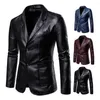 Men's Jackets Faux Leather Jacket Fashionable Suit Coat Lapel Style Long Sleeve Business With Pockets For Windproof