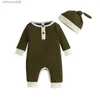 Kledingsets 0-18 maanden herfst pasgeboren baby baby jongens meisjes romper speelpakje overalls + hoed katoenen baby jumpsuit met lange mouwen pasgeboren kledingL231202