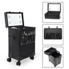 Suitcases Luxury Travel Makeup Suitcase LED Light Women Professional Manicure Large Capacity With Wheels Rolling Trolley Pc Case