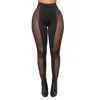 Women's Leggings Women High Waist Elastic Waistband Fitness Sportwear See-Through Mesh Patchwork Skinny Pants Yoga Club Streetwear