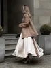 Zweiteiliges Kleid Bornladies Eleganter Satin-Lose-Damenrock 2023 Hohe Taille Maxiröcke Streetwear Klassisch Lang Mode Weiblich Schwarz 231201