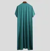 Etnik Giyim 8 Boyut Jubba Thobe Erkekler İslam Arapça Kaftan Katı Kısa Kol gevşek Retro Robes Abaya Orta Doğu Müslüman Erkekler Robe