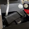 Koltuk Torba Tasarımcı Kadın Omuz Torbası 25cm Deri Elmas Kontrol Gümüş Donanım Metal Büyük Logo Lüks El Çantası İki Renkli Dokuma Zincir Crossbody Çanta Makyaj Çantaları