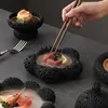 Geschirr Teller Japanisches Geschirr Rock Sushi Teller Kohle Ball Vulkanstein Swing Steak el Creative Dining Dish 231202