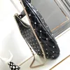 Luxe designer hobotas Rockstud Spike handtas Zacht gerimpeld lamsleer ketting Schoudertas Klinknagel metaal Metalen nagels met studs geometrie Crossbody tas Dames Zwart