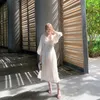 Casual Dresses 2023 Spring Style Gentle Chiffon Summer Sundress Maxi Shift Dress White Elegant Fairy Chic kjol Kvinna för kvinnor