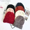 Beanie/Kafatası Kapakları Tıknaz çizgili Beanies şapkalar kış kadın kız kalın sıcak yumuşak kadife örgü şapkalar c kıvırcık kafatası kayak sportl231202