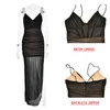 Casual Dresses Avrilyaan Black Mesh Pleat Backless Sexy Dress Women Lining Long Bodycon Summer Vestidos Elegant Night Club Party