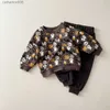 Zestawy odzieży Nowe Halloween Duch Dyni Latarn drukarnia Sweter z długimi rękawami+Corduroy Pants Baby Boys Odzież Dziewczyny Autumn Baby Ubranie 231202