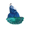 Cat Costumes Adjustable Blue Peacock Costume Polyester Hoodie With Hat Pet Cosplay Halloween