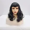 yielding New girl's natural and versatile wig with bangs on eyebrows black short curly wig cover high temperature silk wig cover
