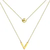 Pendant Necklaces MinaMaMa Multilayer Stainless Steel Chain V Shape Ball For Women Trendy Jewelry Valentine Gift