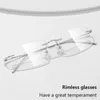 Zonnebrilmonturen Heren Pure Titanium Randloze Bril Bijziendheid Optische Recept Frame Ultralichte Frameloze Vrouw Vierkante Brillen