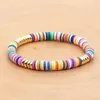 Strand Heishi Armband Friendship Polymer Clay Coppe Beads Rainbow Colorful Summer Beach Style Friend Girt