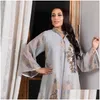 Etniska kläder Eid Abaya Dubai Turkiet Sequin Mesh Muslim Aftonklänningar Caftan Abayas för kvinnor Marockan Kaftan Islam Djellaba Femme Dhvto