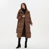 Women's Down Parkas 2023 Malina Tjock Loose Parka Fashion Solid Covered Button Coat Elegant Tie Belt Long Cotton Jackets Kvinnliga damer 231201