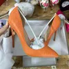 SURET Buty Orange Snake Wzory wysokie obcasy moda damska damskie biuro biuro płytkie pompki ustne 12 cm seksowne spiczaste cienkie obcasy