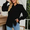 Women's Blouses Office Lady White Button Blouse Women Turn-Down Collor Open T-Shirt Hairball Bubble Long Sleeve Shirt Female Spring Autumn