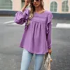 Solid color shirt women's temperament casual long-sleeved top