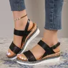 Sandaler Snake Print Wedge Sandles for Women 2023 Sommar S Plus Size Roman Platform Non Slip Beach Sandalias de Mujer